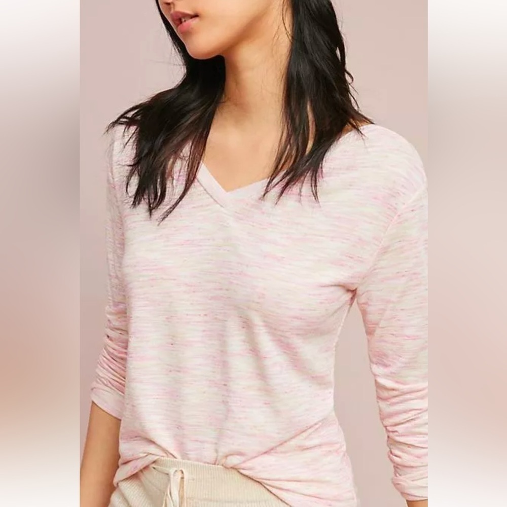 Saturday Sunday Anthropologie Andrea Pink Yellow Knit Pullover Top Size XXS